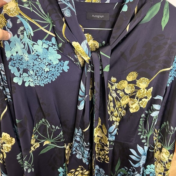 Autograph Green Long Sleeve Dress  Neck Floral Ties‎ - Picture 7 of 10